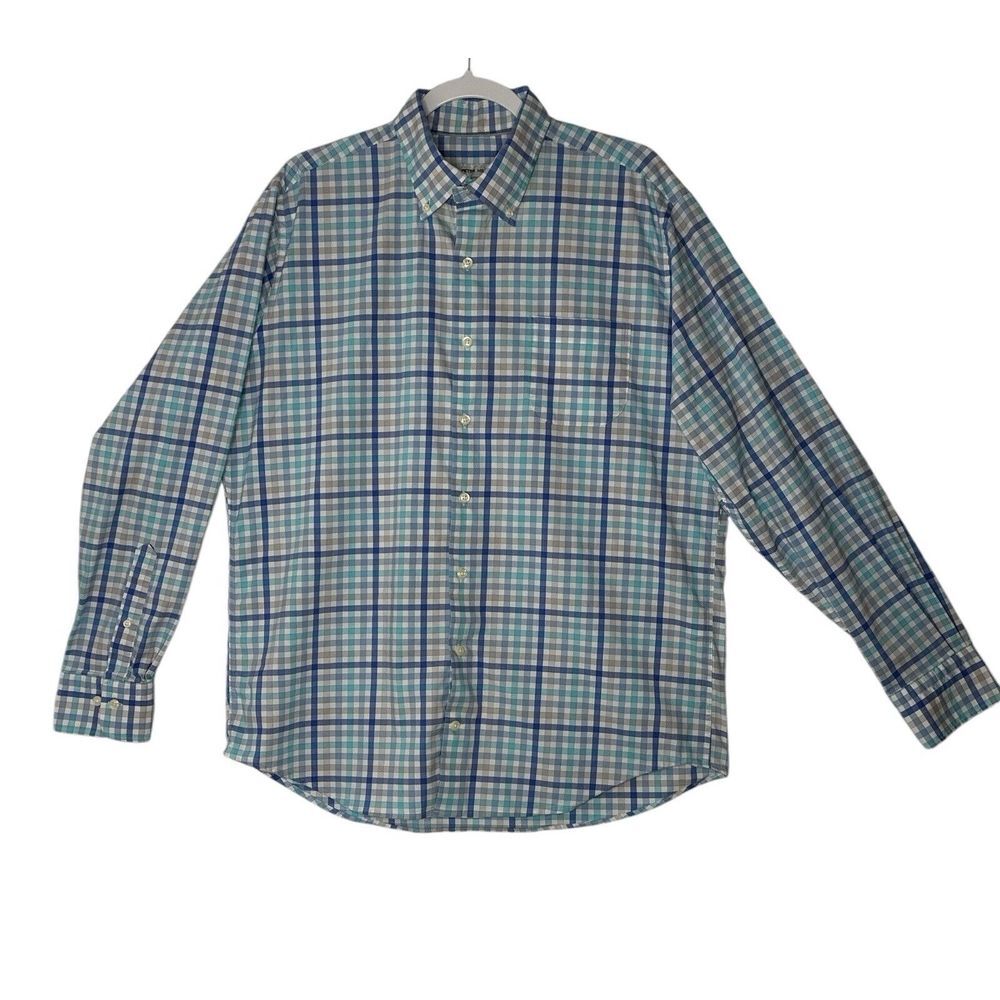 Peter Millar Shirt Mens Large Blue Gingham Button Down Long Sleeve Top Cropccore